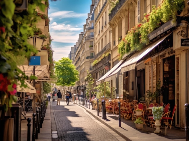 Imagen colorida de las calles de París en verano