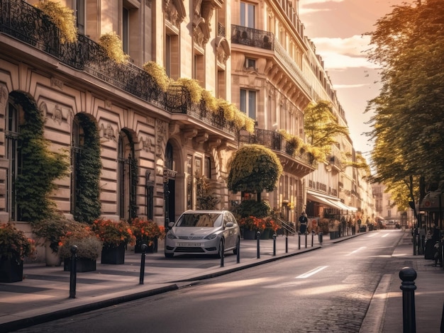 Imagen colorida de las calles de París en verano