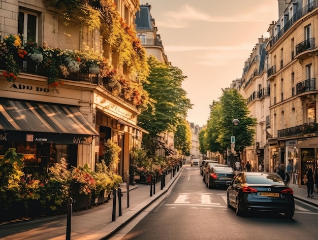 Imagen colorida de las calles de París en verano