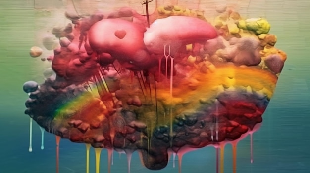 Una imagen colorida de un cerebro con un corazón en la parte superior.
