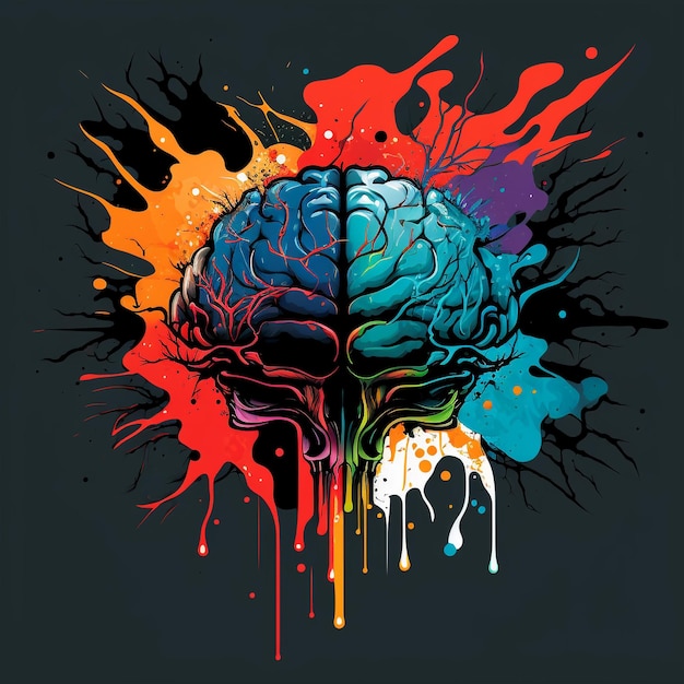 Una imagen colorida de un cerebro con la palabra cerebro