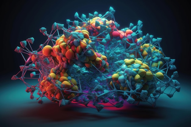 Una imagen colorida de una estructura molecular con la palabra 'dna' en ella