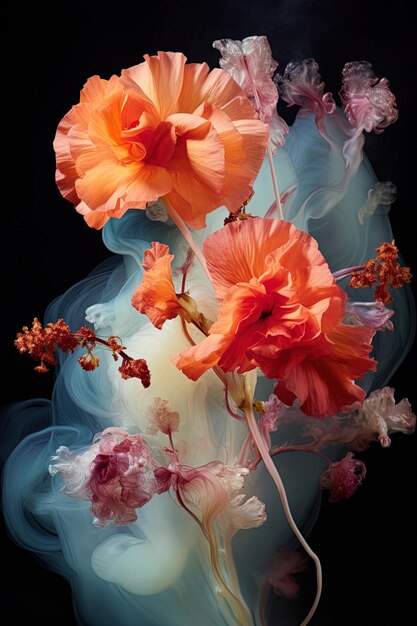 una imagen colorida de flores con el título de hibisco