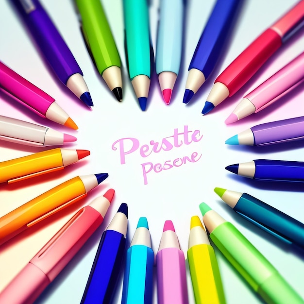 Una imagen colorida de lápices de colores con la palabra perseptera en el medio.