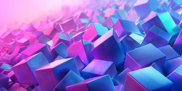 Una imagen colorida de muchos cubos azules y púrpuras de fondo