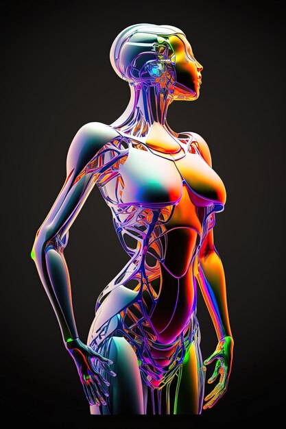 una imagen colorida de una mujer con un cuerpo multicolor