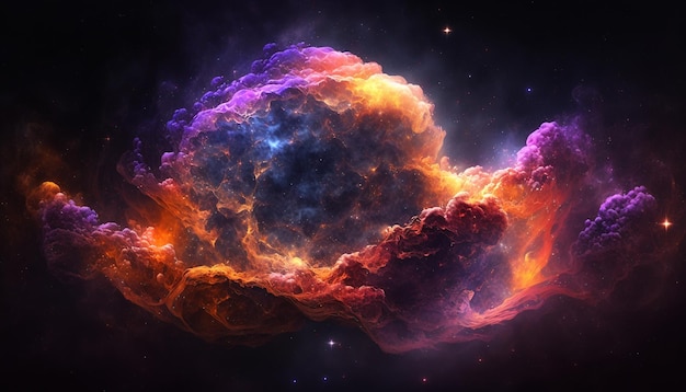 Una imagen colorida de una nebulosa con una nebulosa en el fondo.