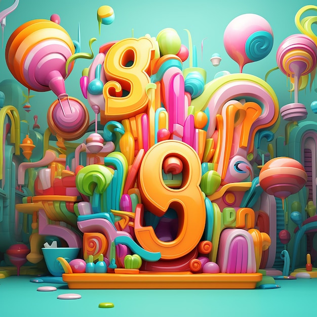 una imagen colorida de un número 6 con el número 6 en él