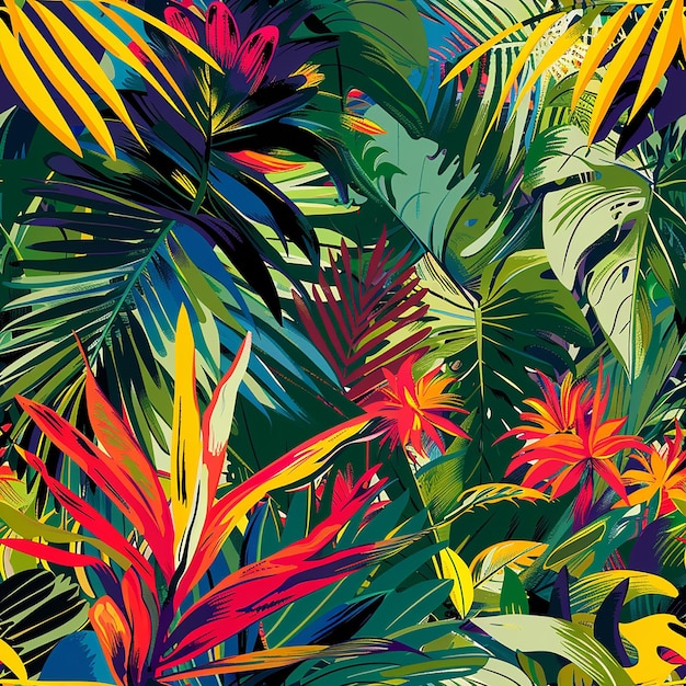 una imagen colorida de una planta tropical con muchos colores