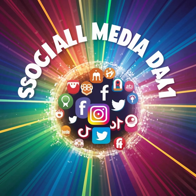 una imagen colorida de las redes sociales y las redes sociales con un fondo colorido