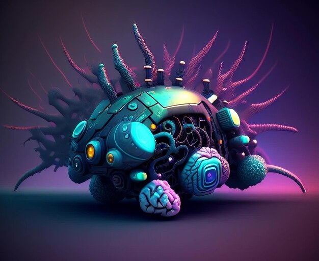 Una imagen colorida de un robot con cerebro