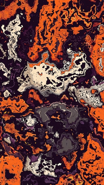 una imagen colorida de una roca negra y naranja