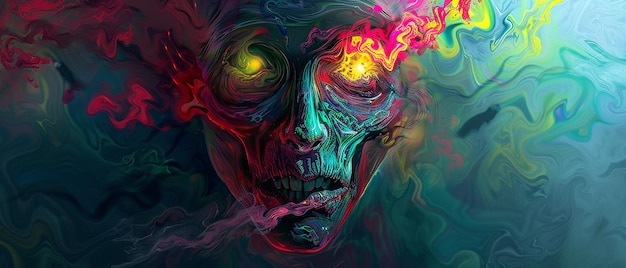 una imagen colorida de un rostro humano con una cara colorida