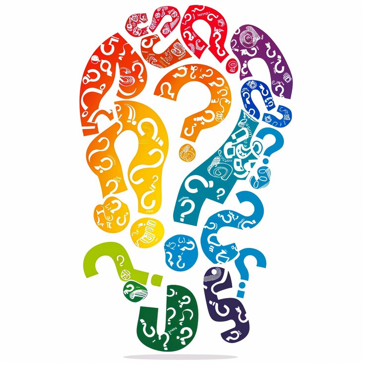 Foto una imagen colorida de un signo de pregunta con la palabra pregunta en él