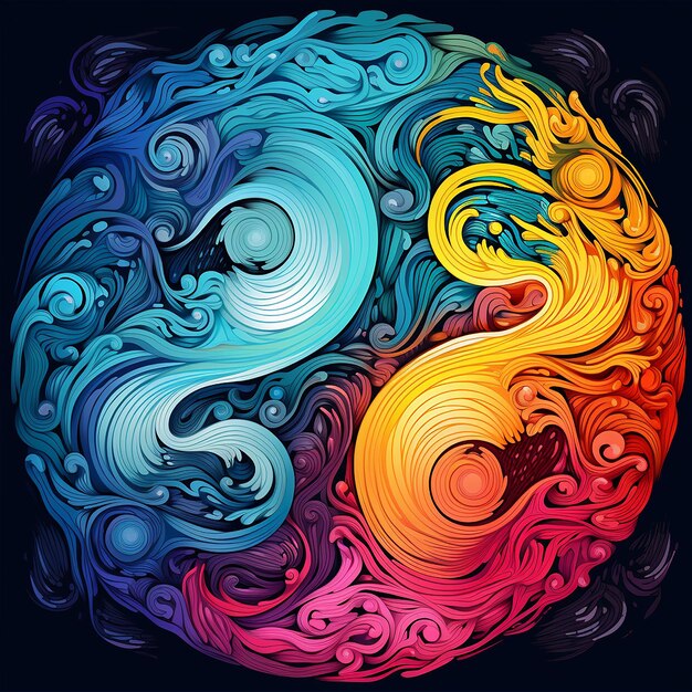 imagen colorida de yin yang generada por ai