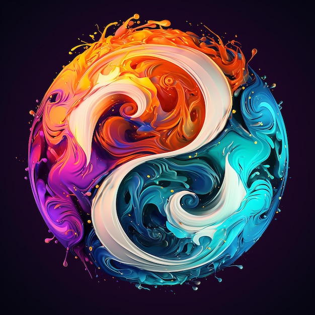 imagen colorida de yin yang generada por ai