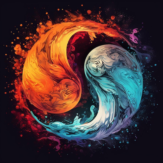 imagen colorida de yin yang generada por ai