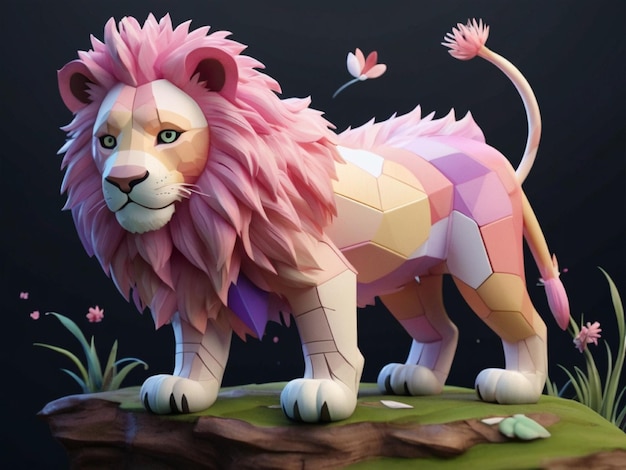 imagen colorido león bebé lindo con AI generado
