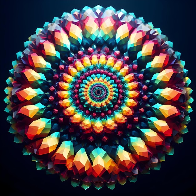 Imagen del colorido Mandala en 3D