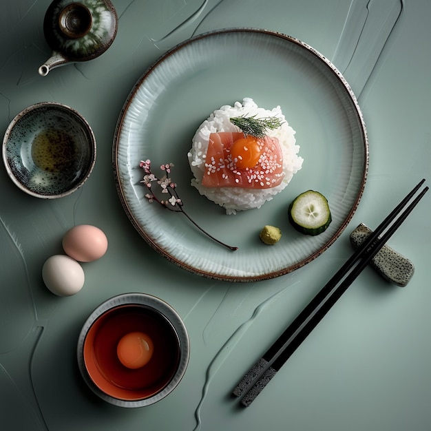 Foto imagen de comida japonesa que kaiseki y bueno aplican para el menú del libro