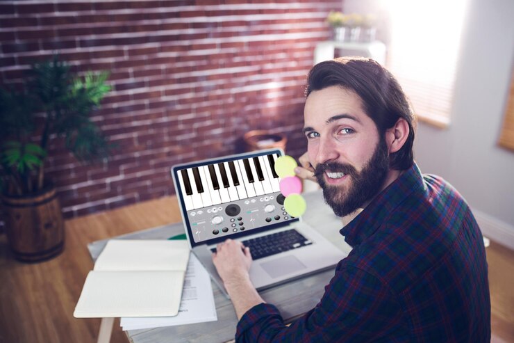 Foto imagen compuesta de la aplicación de música