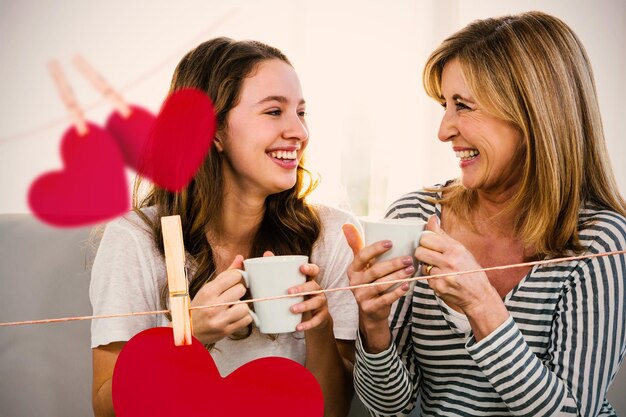 Imagen compuesta de corazones en línea