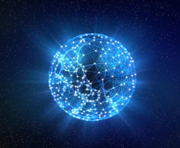 Imagen compuesta digital de una esfera brillante contra el cielo azul