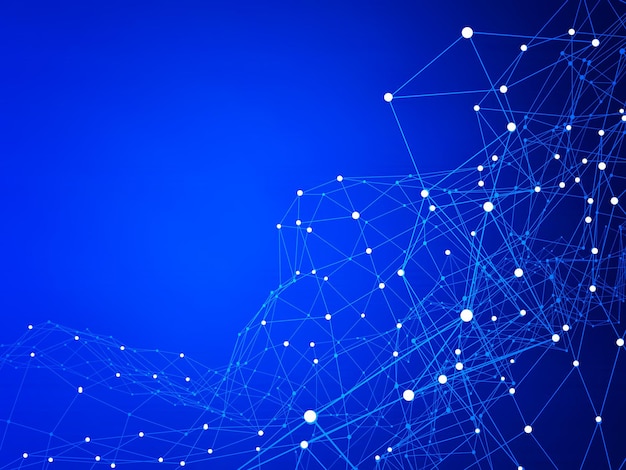 Imagen compuesta digital de puntos de conexión contra un fondo azul