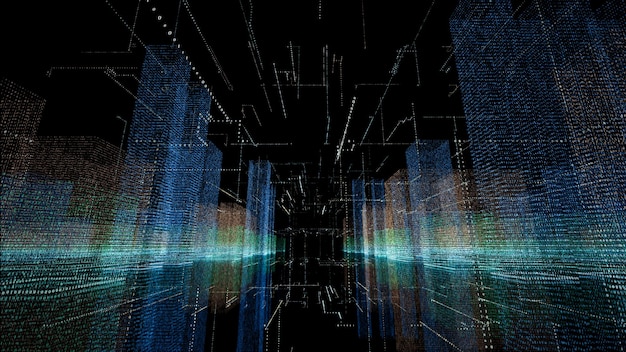 Imagen compuesta digital de rastros de luz por la noche