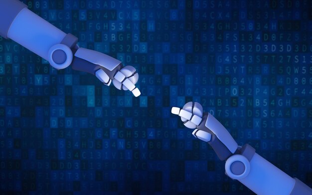 Imagen compuesta digital de robots contra el texto