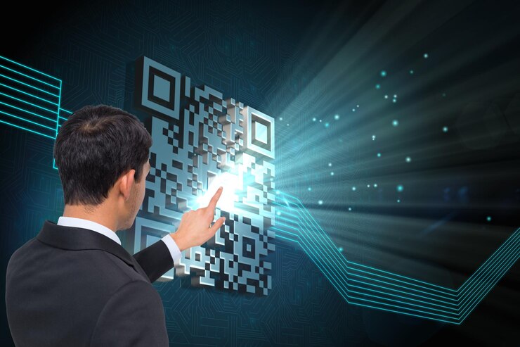 Foto imagen compuesta del empresario asiático apuntando