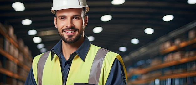 Imagen compuesta de un gerente masculino adulto medio consciente de la seguridad que usa ropa de trabajo en un almacén Retrato con espacio de copia centrado en la protección de la industria