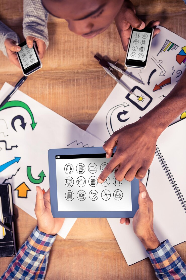 Foto imagen compuesta de iconos de aplicaciones telefónicas