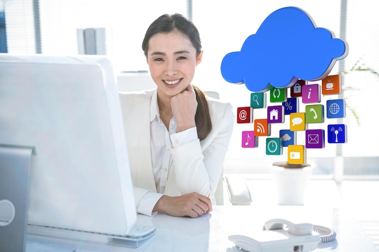 Foto imagen compuesta de nube con aplicaciones