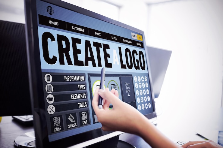 Foto imagen compuesta de página web para crear un logotipo