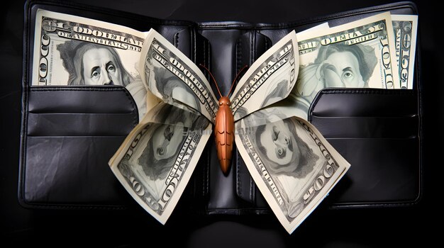 Una imagen conceptual de una billetera con alas que simboliza el gasto durante el Viernes Negro