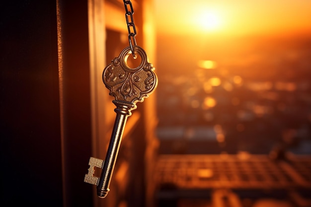 Foto imagen conceptual de una llave que abre una nueva puerta