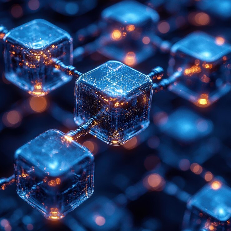 Foto imagen conceptual de la red blockchain