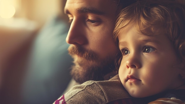 Una imagen conmovedora de un padre soltero pasando tiempo con su hijo destacando los desafíos y la fuerza en la crianza soltera después de la separación concepto de divorcio y separación