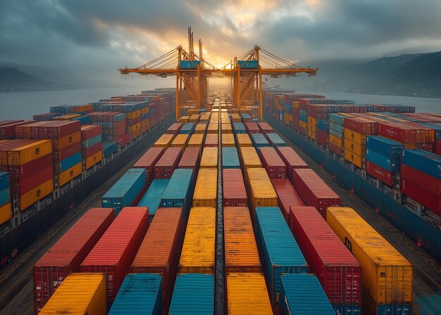 Imagen de los contenedores en el puerto comercial Varios puertos centrales que sirven a más de 240 millones de toneladas de carga durante el año