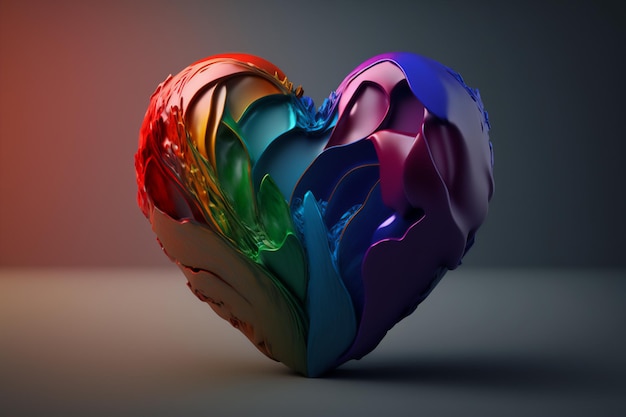 Foto una imagen de corazón abstracto multicolor con un efecto de acuarela de arco iris que evoca sentimientos de alegría