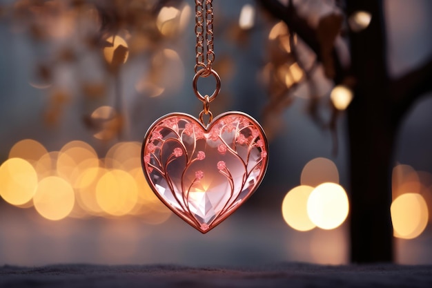 una imagen de un corazón rosado en luz dorada