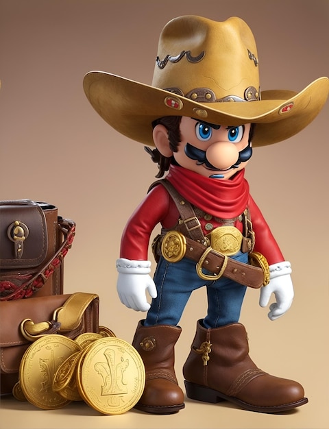 imagen de Cowboy Mario con un lazo y una pistola