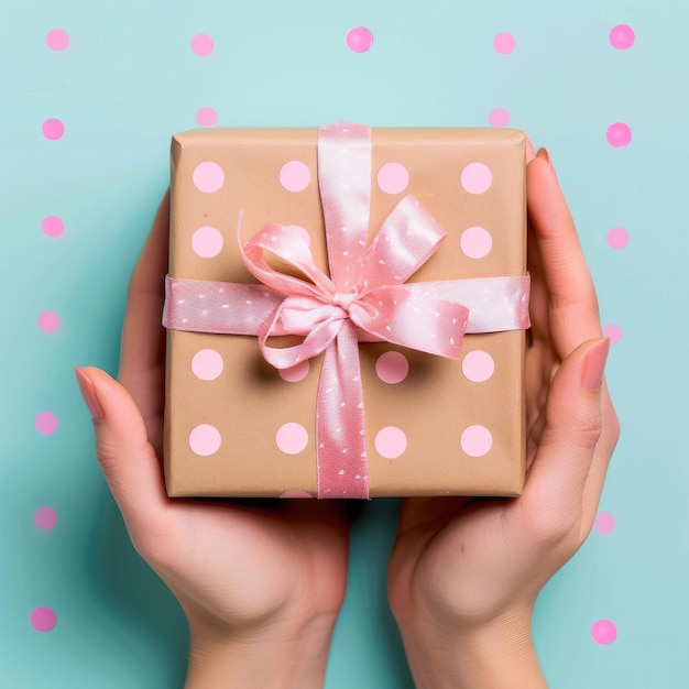 Imagen creativa de caja de regalo para mujer en estilo minimalista