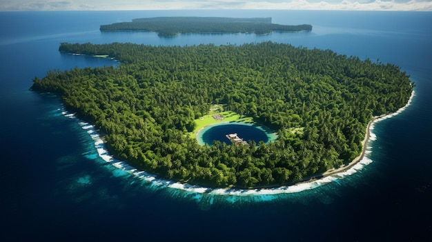 imagen creativa fotográfica de alta definición de la isla de agua hiperrealista