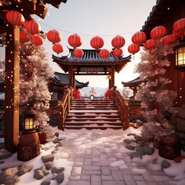 Foto imagen de decoración al aire libre del año nuevo chino