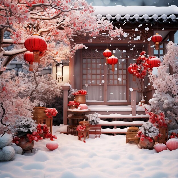 Foto imagen de decoración al aire libre del año nuevo chino