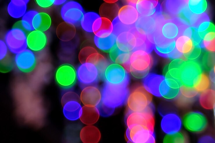 Foto imagen desenfocada de las luces por la noche