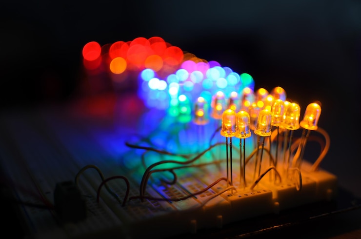 Foto imagen desfocada de luces iluminadas
