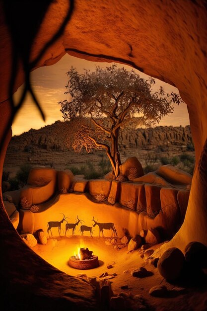 una imagen de un desierto con animales en el desierto